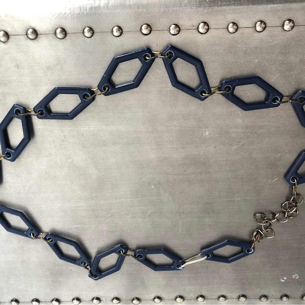 Vintage Elegant Blue Geometric Belt